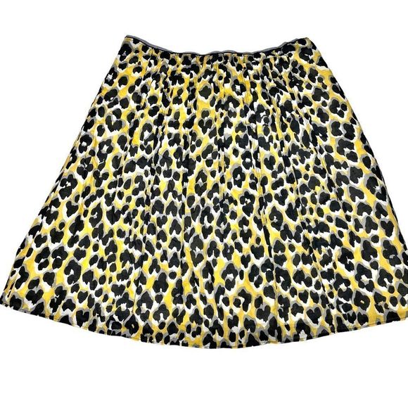 T TAHARI Yellow Leopard Print Cotton Short Skirt - Picture 1 of 7